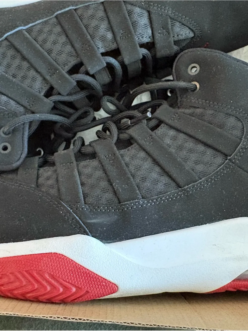 Jordan Men’s Black and Red Athletic Basketball Shoes